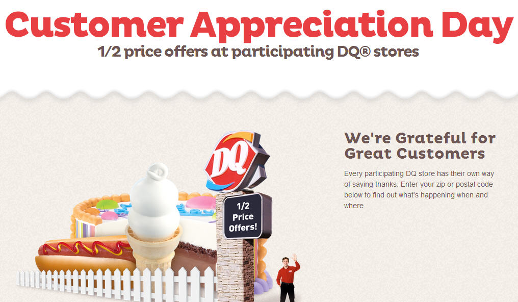 Dairy Queen Customer Appreciation Day - 50 Off Price Offers at Participating DQ Stores