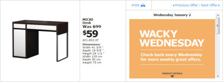 IKEA - Montreal Wacky Wednesday Deal of the Day (Jan 2) A