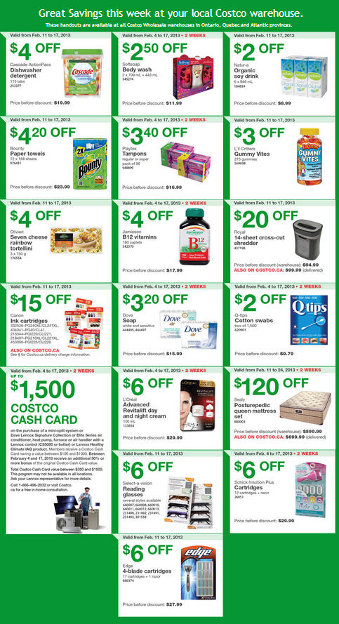 Costco Weekly Handout Instant Savings Coupons EAST (Feb 11-17)