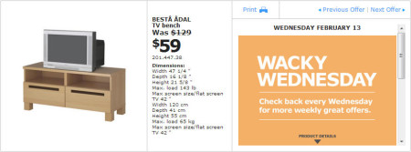 IKEA - Montreal Wacky Wednesday Deal of the Day (Feb 13) A