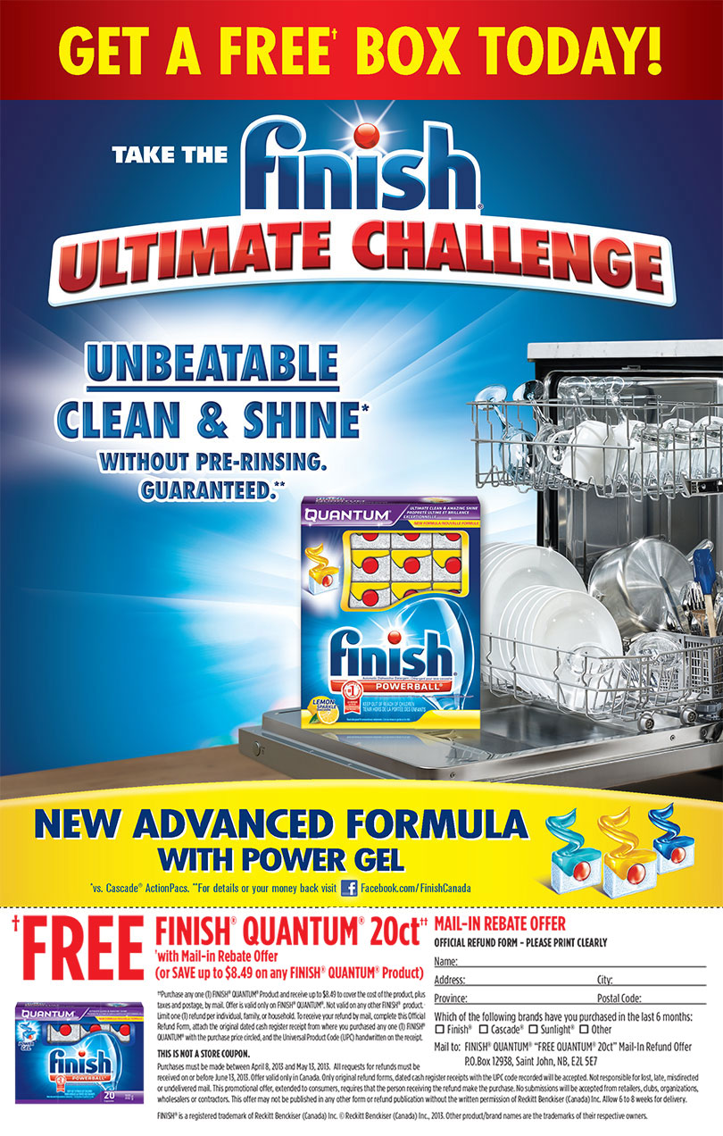 Finish FREE Box of Finish Quantum Mail-In Rebate Offer (Apr 8 - May 13)