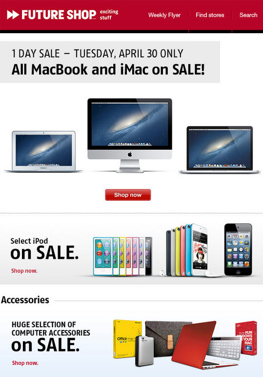 Future Shop All Apple MacBook and iMac on Sale (Apr 30)