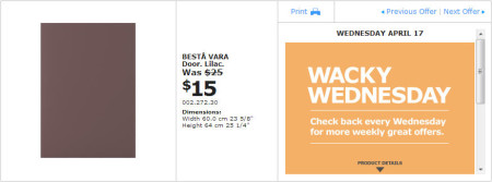 IKEA - Montreal Wacky Wednesday Deal of the Day (April 17)