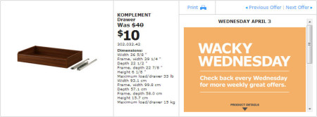 IKEA - Montreal Wacky Wednesday Deal of the Day (April 3)