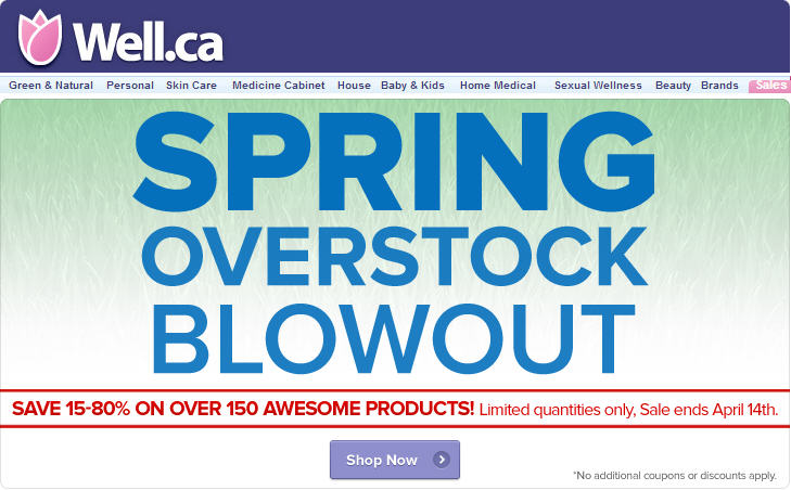 Well Spring Overstock Blowout - Save 15-80 Off Over 150 Products (Until Apr 14)