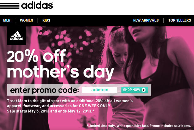 Adidas Mother's Day Sale - 20 Off All Women Apparel & Footwear (May 6-12)