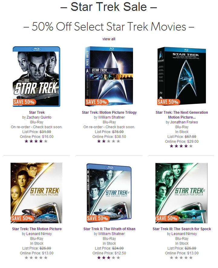 Chapters Indigo Star Trek Sale - 50 Off Select Star Trek Movies