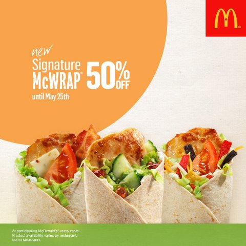 McDonald 50 Off Signature McWraps (May 22-25)