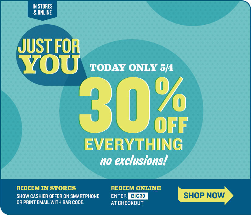 Old Navy 30 Off Everything In-Store or Online (May 4)