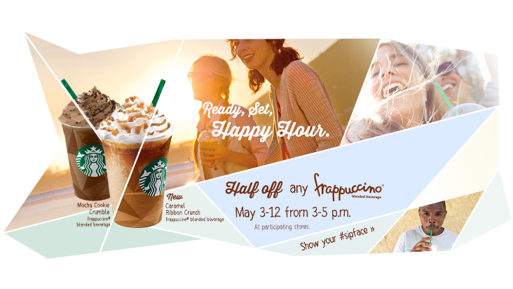 Starbucks Happy Hour - 50 Off Frappuccino from 3-5pm (May 3-12)