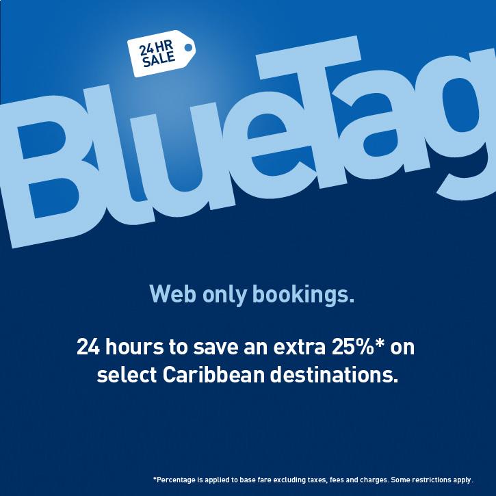 WestJet 24 Hour BlueTag Sale - Extra 25 Off on select Caribbean destinations (Book by May 10)