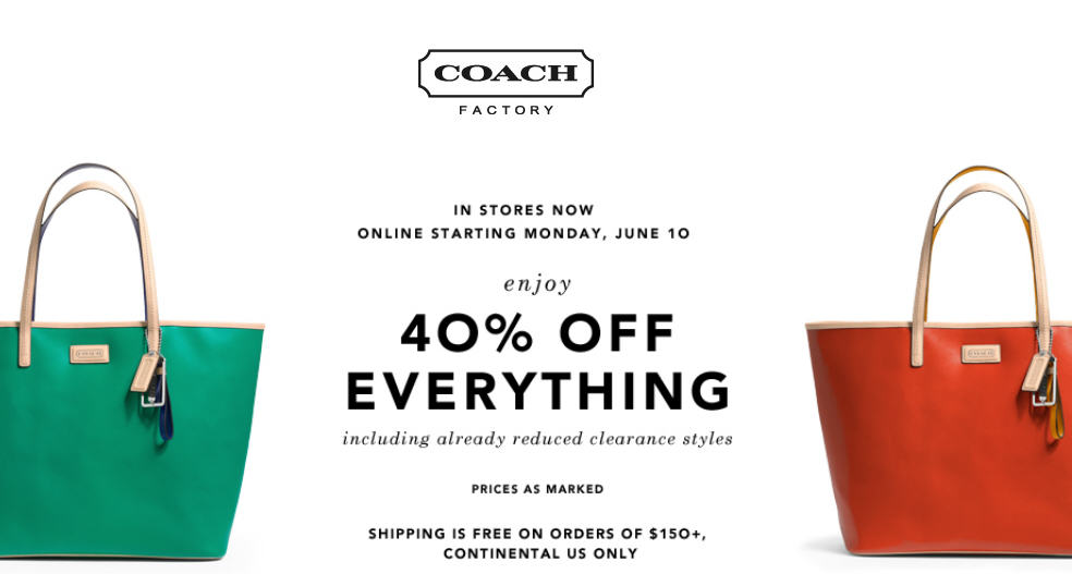Coach Factory 40 Off Everything In-Stores & Online