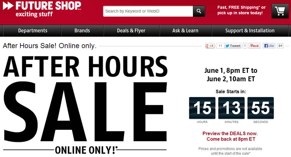 Future Shop After Hours Online Sale (June 1-2)
