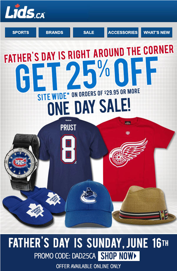 Lids Father's Day Flash Sale - 25 Off Everything (June 10)