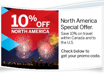 Air Canada 10 Off Promo Code on Flights within Canada and to US (Book by July 12)