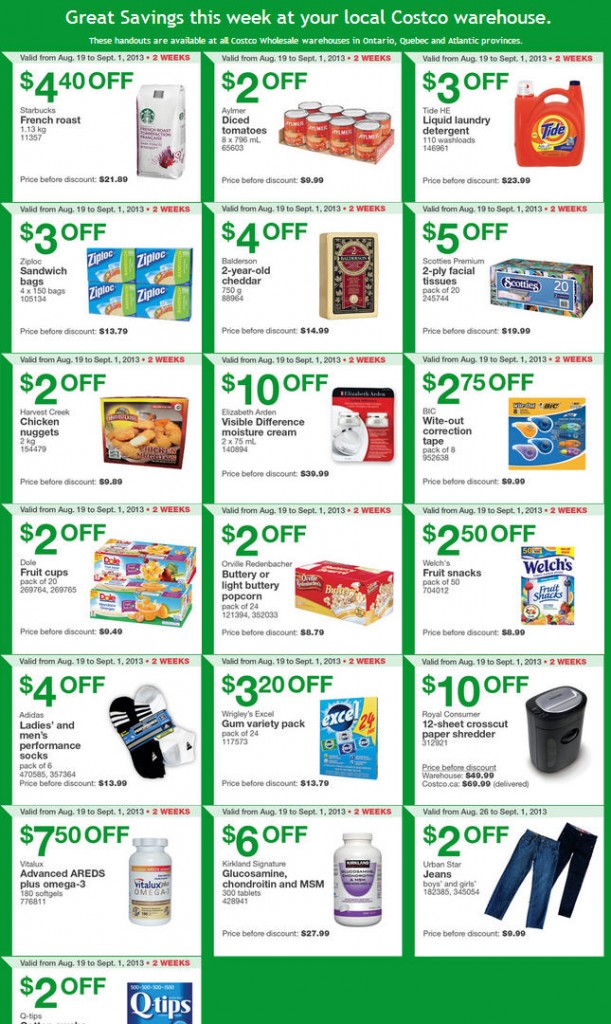 Costco Weekly Handout Instant Savings Coupons EAST (Aug 26 – Sept 1)