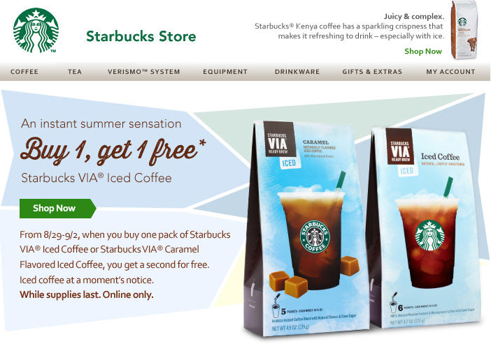 Starbucks Store Buy 1 VIA Iced Coffee, Get 1 Free (Aug 29 - Sept 2)
