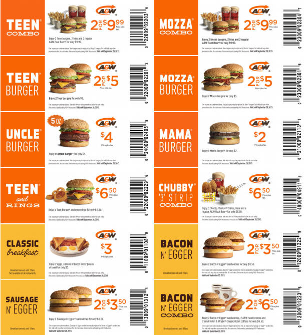 A&W Lots of Printable Coupons (Until Sept 29)