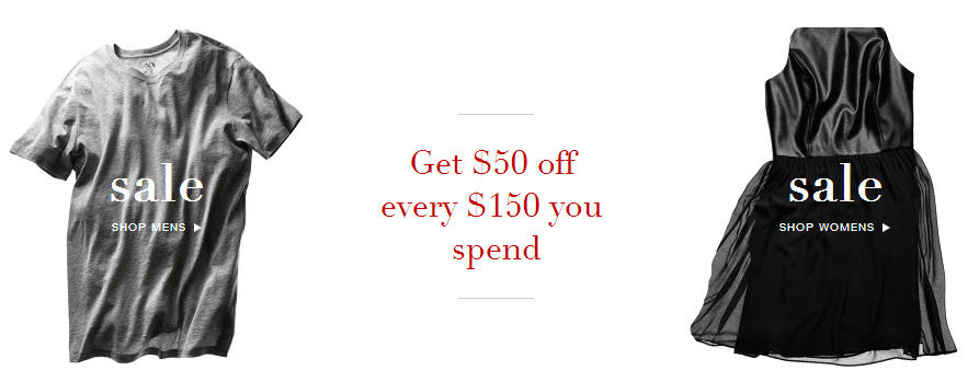 AX Armani Exchange Get $50 Off Every $150 You Spend