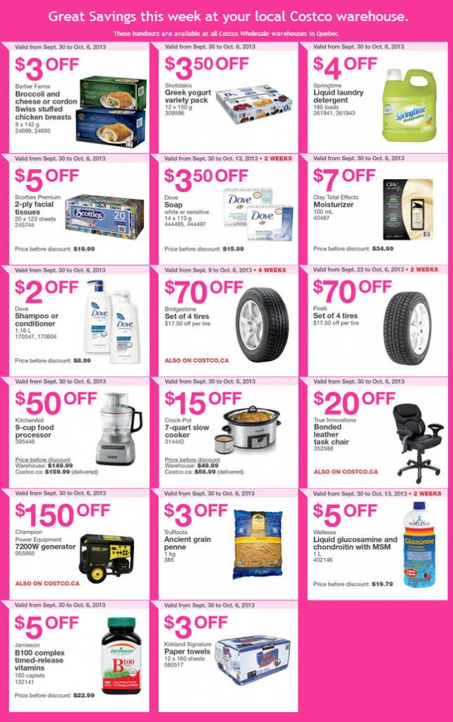 Costco Weekly Handout Instant Savings Coupons Quebec (Sept 30 - Oct 6)