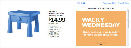 IKEA - Montreal Wacky Wednesday Deal of the Day (Oct 16)