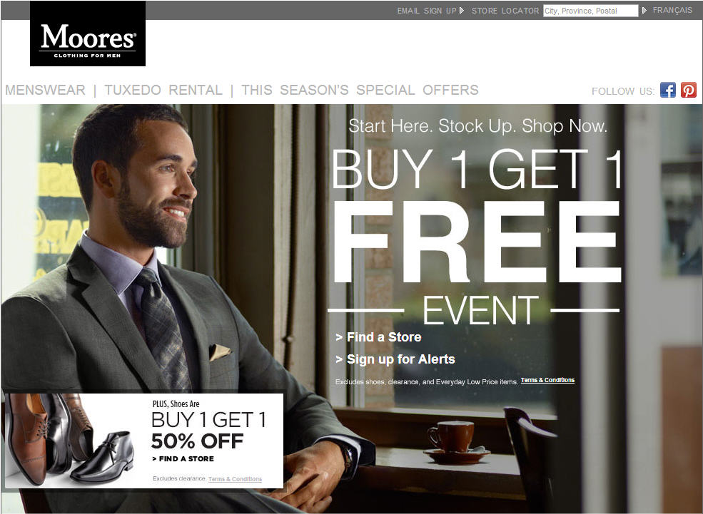 Moores Clothing Buy 1, Get 1 Free Event (Until Oct 27)