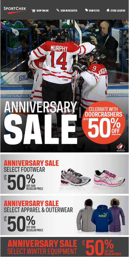 Sport Chek Anniversary Sale - Celebrate with Doorcrashers Up to 50 Off (Oct 23-25)