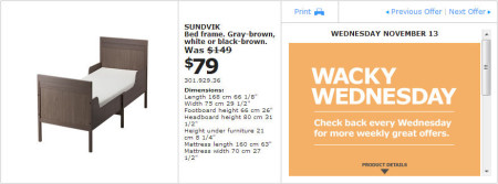 IKEA - Montreal Wacky Wednesday Deal of the Day (Nov 13)