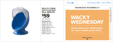IKEA - Montreal Wacky Wednesday Deal of the Day (Nov 27) A