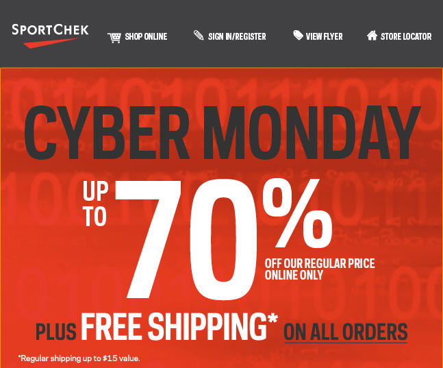 Sport Chek Cyber Monday - Save up to 70 Off + Free Shipping (Dec 2)