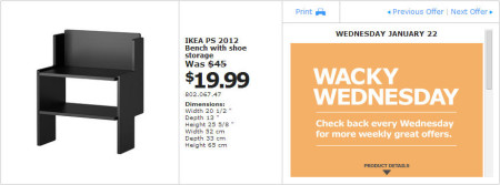 IKEA - Montreal Wacky Wednesday Deal of the Day (Jan 22) B