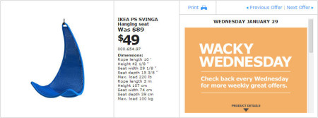 IKEA - Montreal Wacky Wednesday Deal of the Day (Jan 29) A
