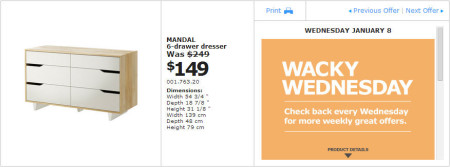 IKEA - Montreal Wacky Wednesday Deal of the Day (Jan 8)