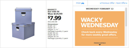 IKEA - Montreal Wacky Wednesday Deal of the Day (Feb 12) B