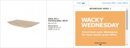 IKEA - Montreal Wacky Wednesday Deal of the Day (Apr 1) B