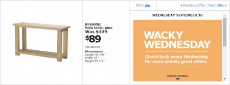 IKEA - Montreal Wacky Wednesday Deal of the Day (Sept 30) A