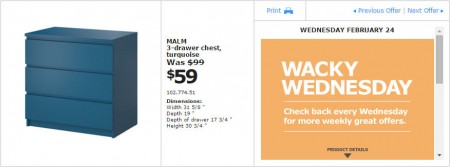 IKEA - Montreal Wacky Wednesday Deal of the Day (Feb 24) A