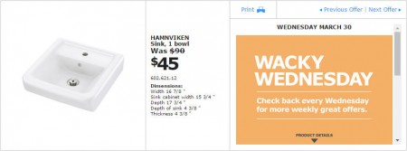 IKEA - Montreal Wacky Wednesday Deal of the Day (Mar 30) C