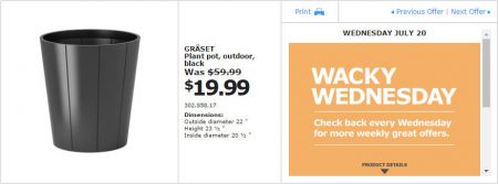 IKEA - Montreal Wacky Wednesday Deal of the Day (July 20)